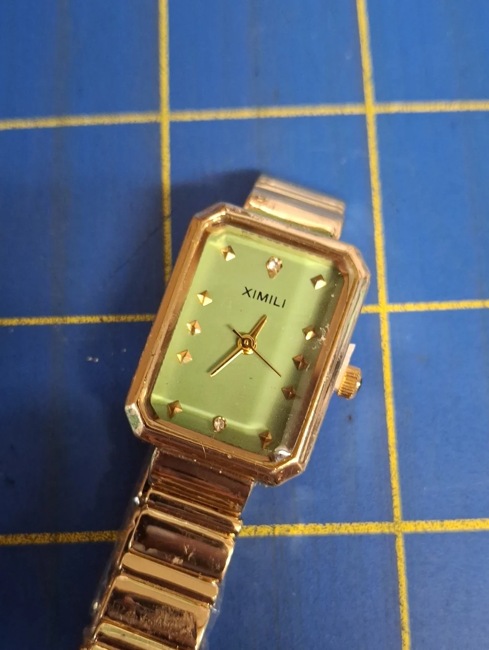 Ximili Gold-Tone Bracelet Watch with Mint Green Dial New